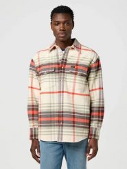 MESKA KOSZULA WRANGLER WESTERN SHIRT BIRCH 112372459. Brązowe koszule męskie Wrangler, s, bez wzorów, bez kołnierzyka, bez ramiączek. Za 139.99 zł.