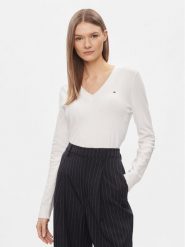 Tommy Hilfiger Sweter WW0WW42049 Biały Regular Fit. Białe swetry nierozpinane damskie Tommy Hilfiger, xl, bez wzorów, z syntetyku, bez kołnierzyka, bez ramiączek. Za 329.99 zł.