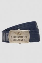 AERONAUTICA MILITARE Granatowy bawełniany męski pasek, Rozmiar XL. Niebieskie paski męskie Aeronautica Militare, z bawełny, sportowe. W wyprzedaży za 337.99 zł.