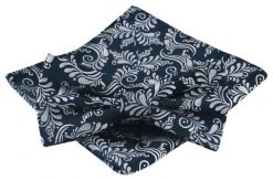 Mucha Męska z Poszetką - Alties - Granat, Popielate Kwiaty. Niebieskie krawaty i muchy Alties, bez wzorów, eleganckie. Za 54.00 zł.