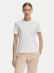 Guess T-Shirt V6GI07 K2968 Biały Regular Fit. Białe t-shirty damskie Guess, xxs, z aplikacjami, z bawełny, bez kołnierzyka, bez ramiączek. Za 154.99 zł.