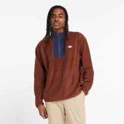 Bluza męska New Balance MT43518ROK – brązowa. Brązowe bluzy sportowe męskie New Balance, m, bez wzorów, z materiału, bez kaptura. Za 149.99 zł.