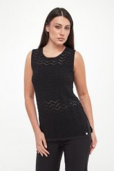 Top damski ażurowy JOSEPH RIBKOFF. Topy damskie Joseph Ribkoff, m, w ażurowe wzory, bez kołnierzyka, bez ramiączek. Za 689.00 zł.