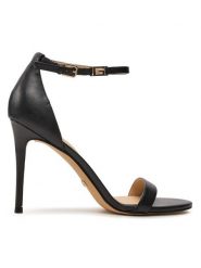 Guess Sandały Kabail FL8KIL LEA03 Czarny. Czarne sandały damskie Guess, z aplikacjami, ze skóry, bez obcasa, na szpilce, bez zapięcia. Za 609.99 zł.