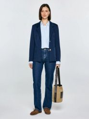 Marynarka damska slim granatowa Norbia 403. Niebieskie marynarki i żakiety damskie BIG STAR, bez wzorów, z tkaniny, biznesowe, bez kołnierzyka, bez ramiączek. Za 359.99 zł.