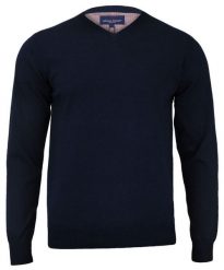 Sweter Granatowy, Bawełniany, Męski (serek) - Klasyczny, V-neck. Niebieskie swetry męskie Adriano Guinari, l, bez wzorów, z bawełny, biznesowe, bez kołnierzyka, bez ramiączek. Za 159.00 zł.