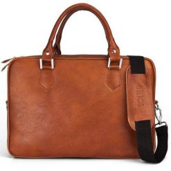 Skórzana torba na laptopa Solier SL22 brązowy vintage. Brązowe torby na laptopa damskie Solier, bez wzorów, ze skóry. Za 599.00 zł.