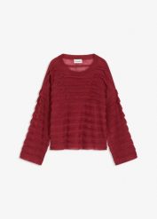 Sweter oversize, półprzezroczysty. Fioletowe swetry nierozpinane damskie bonprix, bez wzorów, bez kołnierzyka, bez ramiączek. Za 149.99 zł.