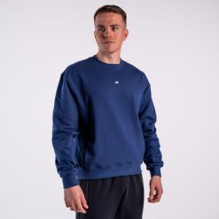 Bluza crewneck basic DZIK® granatowa. Bluzy męskie DZIK, l, bez wzorów, sportowe, bez ramiączek, bez kaptura. Za 299.99 zł.