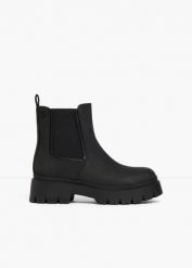 Sztyblety marki Esprit. Czarne botki damskie bonprix, bez wzorów, bez obcasa, bez zapięcia. Za 349.99 zł.