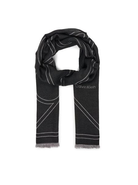Calvin Klein Szal Emblem Repeat Lw Shawl W Fringes LV04F8074G Czarny. Czarne rękawiczki damskie Calvin Klein, bez wzorów, z materiału. Za 249.99 zł.