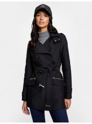 Morgan Trencz 241-GLADIA Czarny Regular Fit. Czarne płaszcze damskie Morgan, bez wzorów, z bawełny, bez kołnierzyka, bez kaptura. Za 359.99 zł.