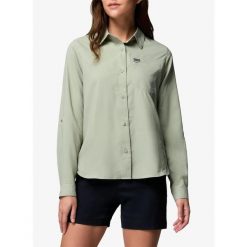 Koszula podróżnicza damska Columbia Silver Ridge Utility II LS Shirt. Zielone koszule damskie Columbia, bez wzorów, sportowe, bez kołnierzyka, bez ramiączek. Za 330.69 zł.