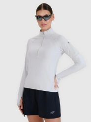 BLUZA DAMSKA 4F TREKKINGOWA SZYBKOSCHNĄCA TFSWF476 KOLOR SZARY. Szare bluzy damskie 4F, l, bez wzorów, z materiału, sportowe, bez ramiączek, bez kaptura. Za 199.99 zł.
