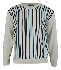 Sweter Beżowy w Serek, Paski, Prążki, Dekolt V-neck, Elegancki -BELIKA- Męski. Brązowe swetry męskie Belika, m, bez wzorów, z bawełny, eleganckie, bez kołnierzyka, bez ramiączek. Za 169.00 zł.