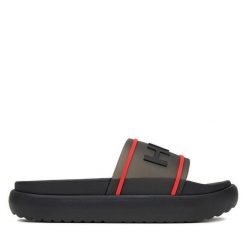 Klapki Hunter. Czarne klapki damskie Hunter, bez wzorów, bez obcasa, bez zapięcia. Za 139.99 zł.