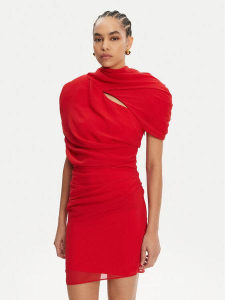 JACQUEMUS Sukienka koktajlowa 24H251DR130-1555 Czerwony Regular Fit. Czerwone sukienki damskie JACQUEMUS, bez wzorów, z syntetyku, wizytowe, bez kołnierzyka, bez ramiączek. Za 5,089.00 zł.