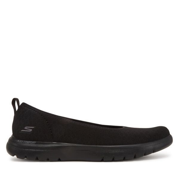 Baleriny Skechers. Czarne balerinki damskie Skechers, bez wzorów, bez obcasa, bez zapięcia. Za 208.99 zł.