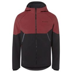 Wodoodporna kurtka z kapturem zapinanym na zamek błyskawiczny VAUDE Qimsa. Czerwone kurtki męskie Vaude, bez wzorów, z softshellu, sportowe, z kapturem. W wyprzedaży za 670.95 zł.