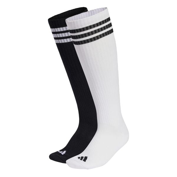 Podkolanówki z 3 paskami, 2 pary. Białe skarpetki damskie Adidas, bez wzorów, z bawełny. Za 79.95 zł.
