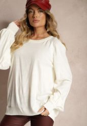 Jasnobeżowy Sweter Oversize Ozdobiony Szerokimi Ściągaczami Anittia. Brązowe swetry nierozpinane damskie Renee, m, bez wzorów, z jeansu, casualowe, bez kołnierzyka, bez ramiączek. Za 84.99 zł.