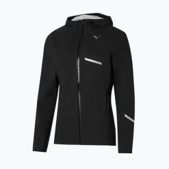 Kurtka do biegania damska Mizuno Waterproof 20K ER. Czarne kurtki sportowe damskie Mizuno, m, bez wzorów, z nylonu, bez ramiączek, bez kaptura, do biegania. Za 419.99 zł.