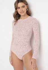 Różowe Body z Wiskozą Koronkowym Wzorem Elidan. Czerwone body Born2be, bez wzorów, z koronki. Za 89.99 zł.