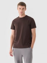 4F T-shirt regular gładki męski - brązowy 3XL. Brązowe t-shirty męskie 4F, m, bez wzorów, z bawełny, bez kołnierzyka, bez ramiączek. W wyprzedaży za 29.99 zł.