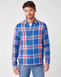 KOSZULA MĘSKA WRANGLER LS 1PKT SHIRT LIMOGES BLUE W5A16BX50 112129967. Niebieskie koszule męskie Wrangler, m, bez wzorów, bez kołnierzyka, bez ramiączek. Za 129.99 zł.