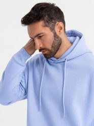Dresowa bluza unisex z kapturem i kieszeniami lawendowa V9 OU-SNBC-0105 XS/S. Fioletowe bluzy damskie Ombre, s, bez wzorów, z dresówki, bez ramiączek, z kapturem. Za 332.81 zł.