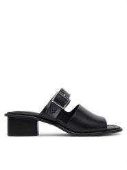 Calvin Klein Jeans Klapki Heel Square Mg Buckle Lth YW0YW01701 Czarny. Czarne klapki damskie Calvin Klein Jeans, bez wzorów, z jeansu, bez obcasa, bez zapięcia. Za 259.99 zł.