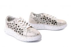 ARTIKER RELAKS 58C1263 flower-11, półbuty damskie. Szare półbuty damskie Artiker Relaks, na lato, w ażurowe wzory, ze skóry, bez obcasa, bez zapięcia. Za 174.17 zł.