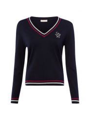 Liu Jo Collection Sweter z dzianiny Kobiety niebieski, S. Niebieskie swetry nierozpinane damskie Liu Jo Collection, s, bez wzorów, z dzianiny, eleganckie, bez kołnierzyka, bez ramiączek. Za 379.95 zł.