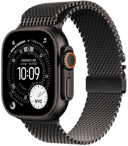 Smartwatch Apple Watch Ultra 3 GPS + Cellular 49mm Black Titanium / Titanium Milanese Loop S Czarny (MF1N4QF/A). Czarne zegarki smartwatch Apple, bez wzorów. Za 4,420.14 zł.