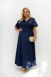Kopertowa sukienka maxi Midnight Navy Glam z połyskiem na wesele i bal granatowa Plus Size Oversize. Niebieskie sukienki damskie Moda Size Plus Iwanek, na imprezę, m, bez wzorów, z dzianiny, eleganckie, bez kołnierzyka, plus size, bez ramiączek, maxi, kopertowe. Za 379.90 zł.
