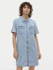 Vero Moda Sukienka jeansowa Jennie 10309665 Niebieski jasny Regular Fit. Niebieskie sukienki damskie Vero Moda, xs, bez wzorów, z bawełny, bez kołnierzyka, bez ramiączek. Za 152.99 zł.