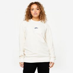 Bluza skaterska z kolekcji Roos Zwetsloot, beżowa, niebarwiona. Białe bluzy damskie Decathlon, l, bez wzorów, z bawełny, bez ramiączek, bez kaptura. W wyprzedaży za 59.99 zł.