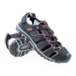 Sandały Hi-Tec Tiore M 92800081082 czarne. Czarne sandały męskie bez wzorów, z materiału, bez zapięcia. Za 227.26 zł.