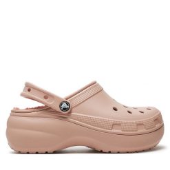 Klapki Crocs. Czerwone klapki damskie Crocs, bez wzorów, bez obcasa, bez zapięcia. Za 239.99 zł.