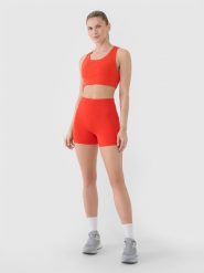 4F Legginsy krótkie treningowe damskie - czerwone XL. Czerwone legginsy sportowe damskie 4F, s, bez wzorów, z dzianiny, z podwyższonym stanem, krótkie, na fitness i siłownię. W wyprzedaży za 39.99 zł.