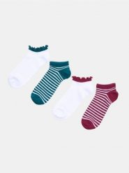 Prążkowane skarpetki stopki z bawełną 4 pack - wielobarwny. Skarpetki damskie Sinsay, bez wzorów, z bawełny. Za 12.99 zł.