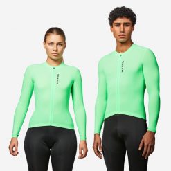 Koszulka rowerowa szosowa Van Rysel RCR 2 UV długi rekaw. Zielone bluzy męskie VAN RYSEL, s, bez wzorów, z elastanu, sportowe, bez ramiączek, bez kaptura. Za 269.99 zł.