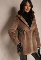 Brązowa Futrzana Kurtka Parka z Kapturem Evelinne. Brązowe kurtki damskie Renee, l, bez wzorów, z futra, z kapturem. Za 259.99 zł.