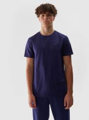 4F T-shirt regular gładki męski - granatowy XXL. Niebieskie t-shirty męskie 4F, m, bez wzorów, z bawełny, bez kołnierzyka, bez ramiączek. W wyprzedaży za 39.99 zł.