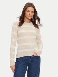 Tommy Hilfiger Sweter WW0WW44161 Beżowy Regular Fit. Brązowe swetry nierozpinane damskie Tommy Hilfiger, xl, bez wzorów, z wełny, bez kołnierzyka, bez ramiączek. Za 299.99 zł.