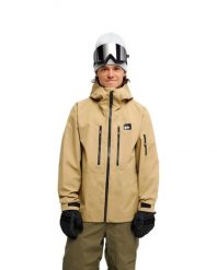 Kurtka śniegowa techniczna dla Mężczyzn OVERCAST 3L 20K Beżowy. Brązowe kurtki sportowe męskie Quiksilver, l, bez wzorów, z materiału, bez kaptura, narciarskie. Za 1,199.99 zł.