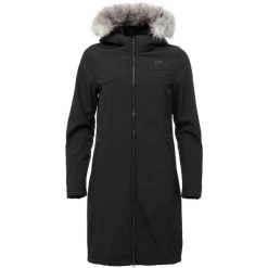 Damski płaszcz typu softshell Loap Lustra Black. Czarne płaszcze damskie ZSPORT, bez wzorów, z softshellu, eleganckie, bez kołnierzyka, bez kaptura. Za 441.99 zł.