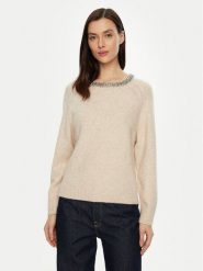Morgan Sweter 242-MPERLE Beżowy Regular Fit. Brązowe swetry nierozpinane damskie Morgan, s, bez wzorów, z syntetyku, bez kołnierzyka, bez ramiączek. Za 189.99 zł.
