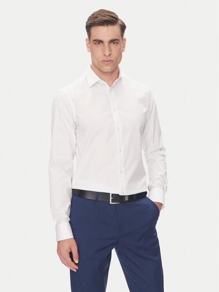 Calvin Klein Koszula LV019EU029 Biały Slim Fit. Białe koszule męskie Calvin Klein, m, bez wzorów, z bawełny, bez kołnierzyka, bez ramiączek. Za 239.99 zł.