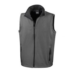 Kurtka bez rękawów z nadrukiem Result Softshell. Szare kurtki męskie RESULT, xl, bez wzorów, z materiału, bez kaptura. Za 106.30 zł.